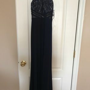 Floor length navy David’s Bridal with tags!